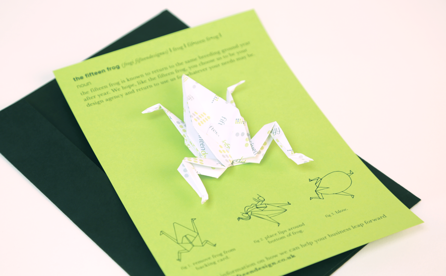 direct mail marketing origami frog 1