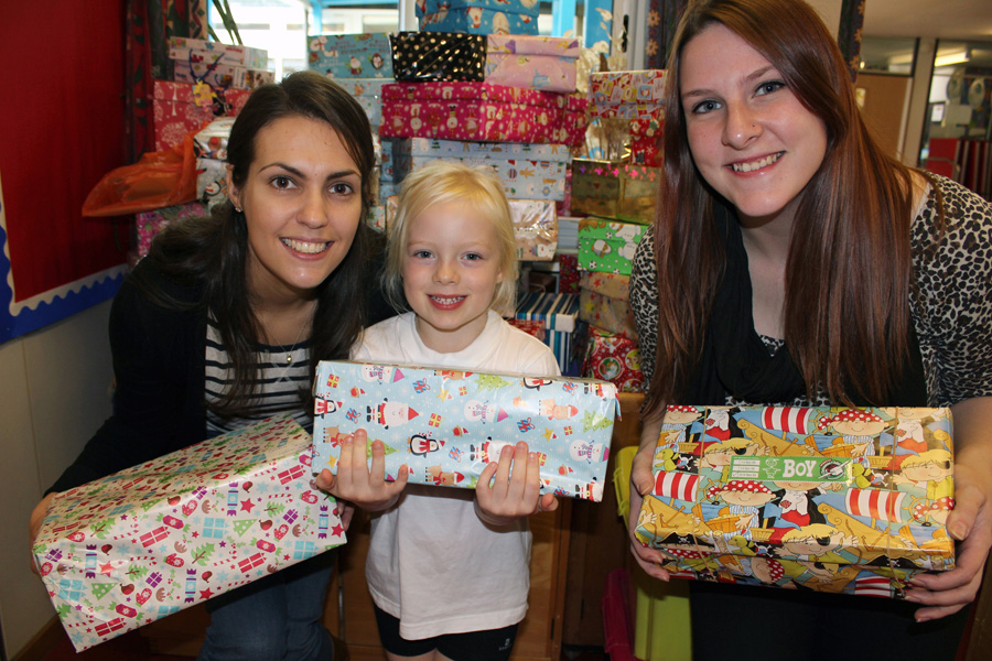 Christmas shoe boxes Michelle, Isabella and Alexandra