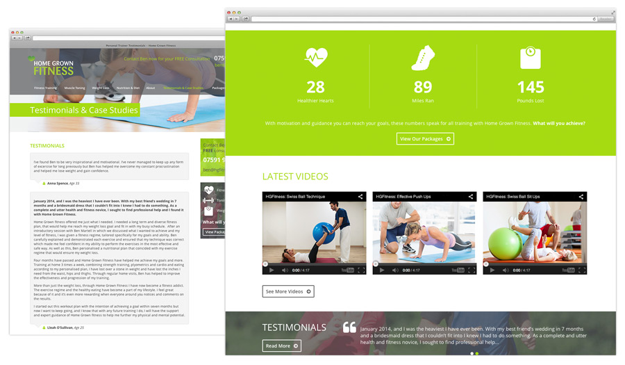 Home Grown Fitness Personal Trainer Web Design