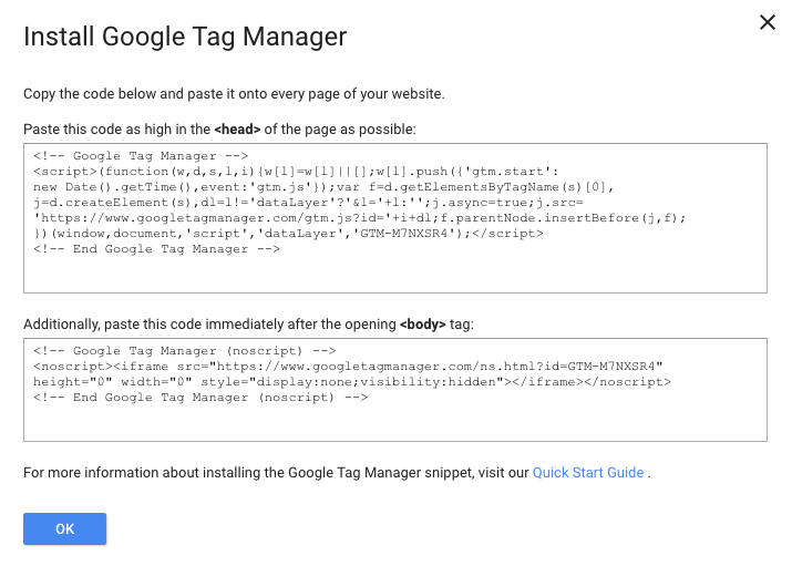 Google Tag Manager Code