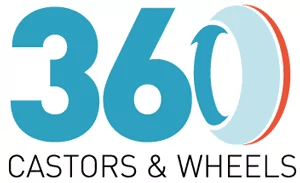 Blue 360 logo with castor wheel graphic and the text Castors & Wheels