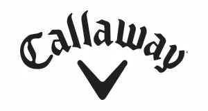 Callaway logo in black with stylised text and a chevron symbol below