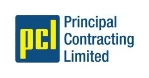PCI logo with the text Principal Contracting Limited in blue and yellow