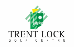 Trent Lock Golf Centre logo with green house-shaped icon, flag and golf ball above black text