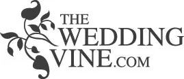The Wedding Vine logo with black floral vine illustration and website text
